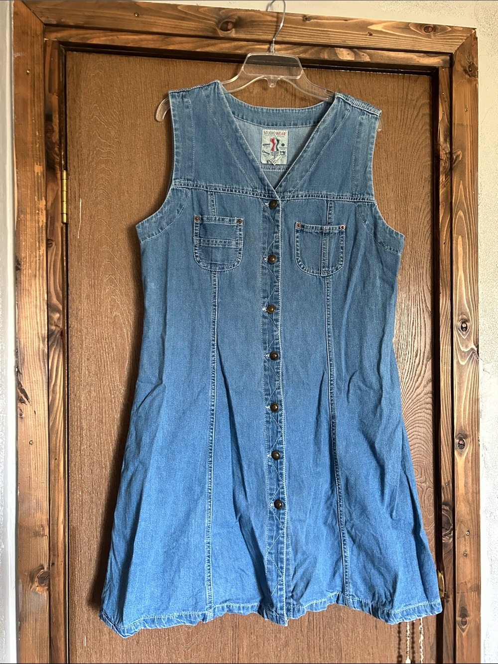 Suzy Shier Light Blue Denim Button-Front Dress